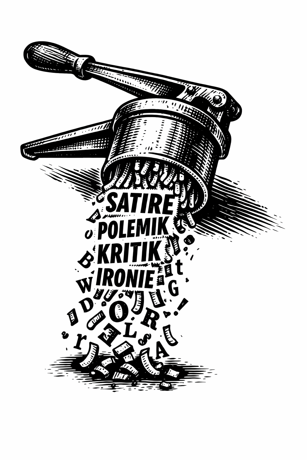 Spätzlepress – Wörter aus einer Spätzlepresse